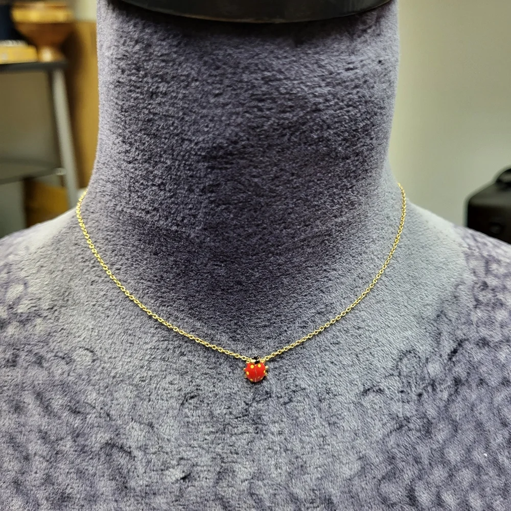 Mini Lady Bug Pendant Necklace